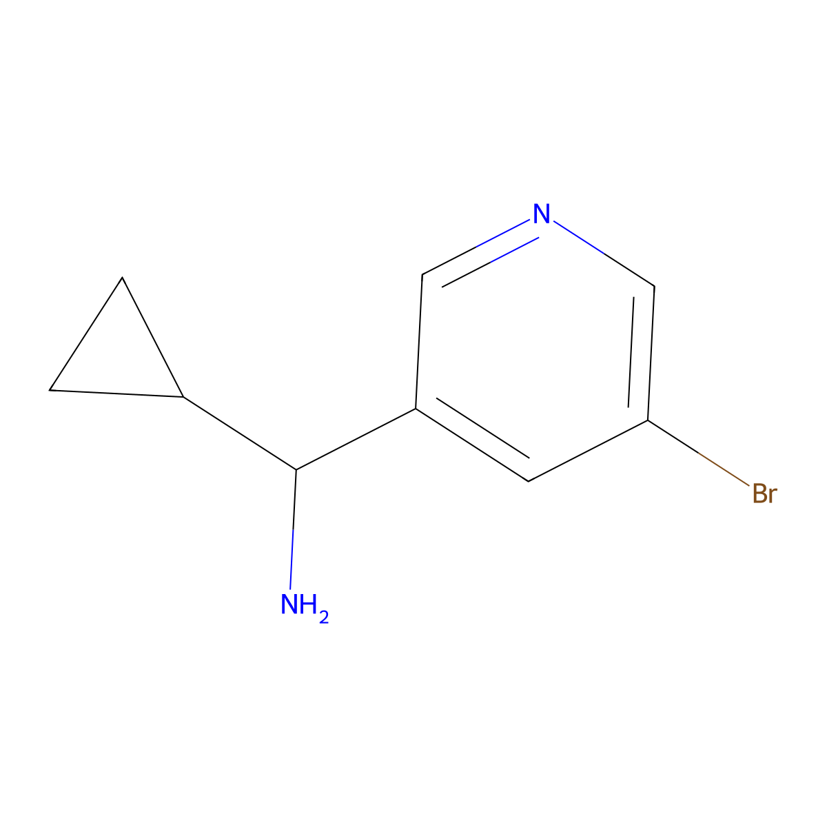 1-(5-Bromopyridin-3-yl)-1-cyclopropylmethanamine molecular structure, CAS 1270329-71-9