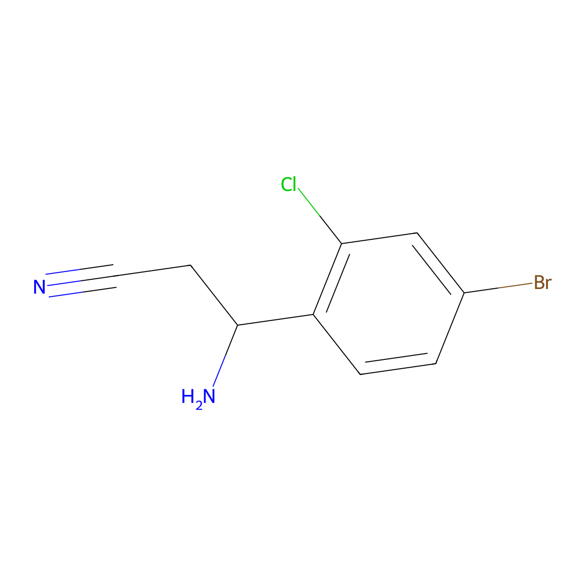3-Amino-3-(4-bromo-2-chlorophenyl)propanenitrile molecular structure, CAS 1270330-01-2