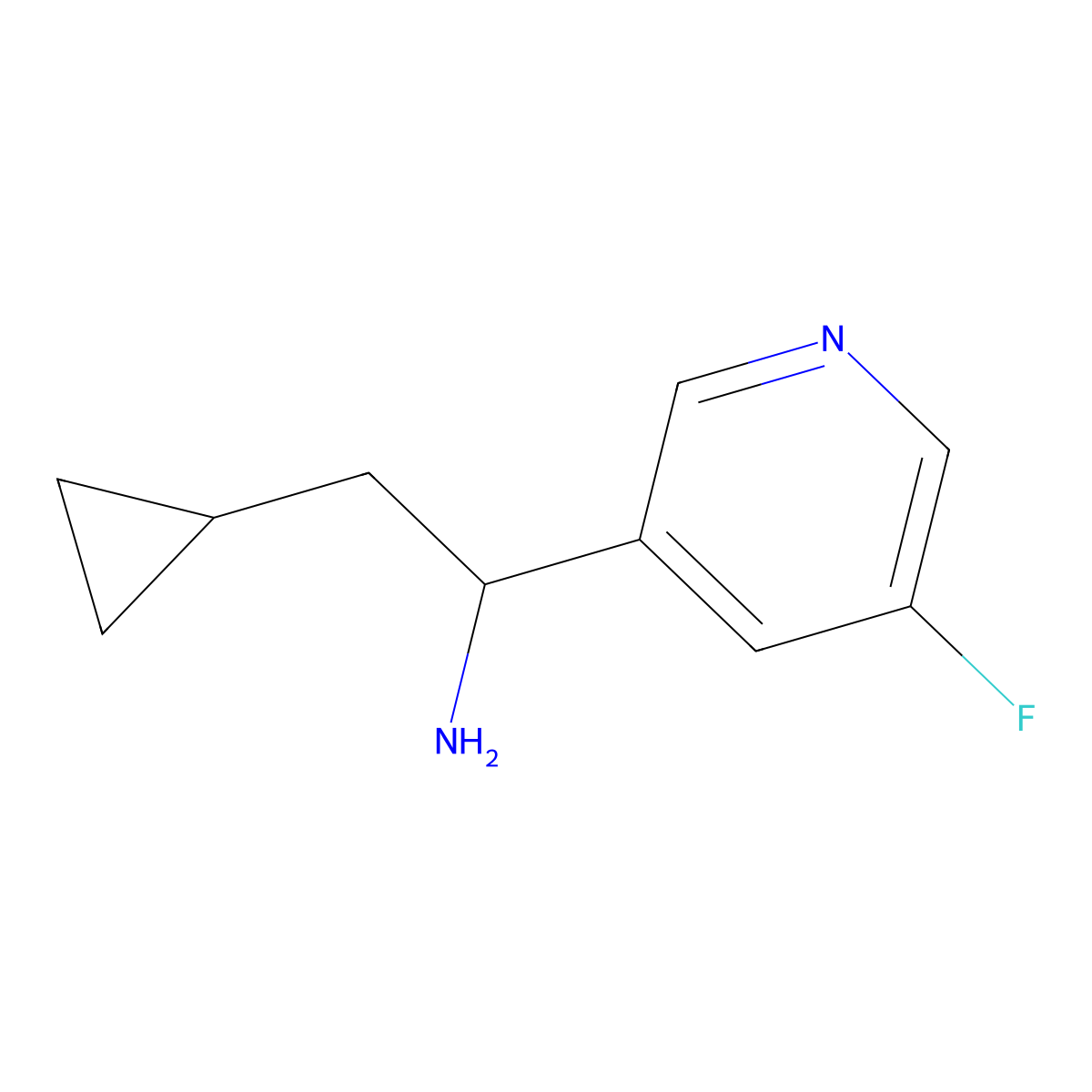 2-Cyclopropyl-1-(5-fluoropyridin-3-yl)ethan-1-amine molecular structure, CAS 1270330-15-8