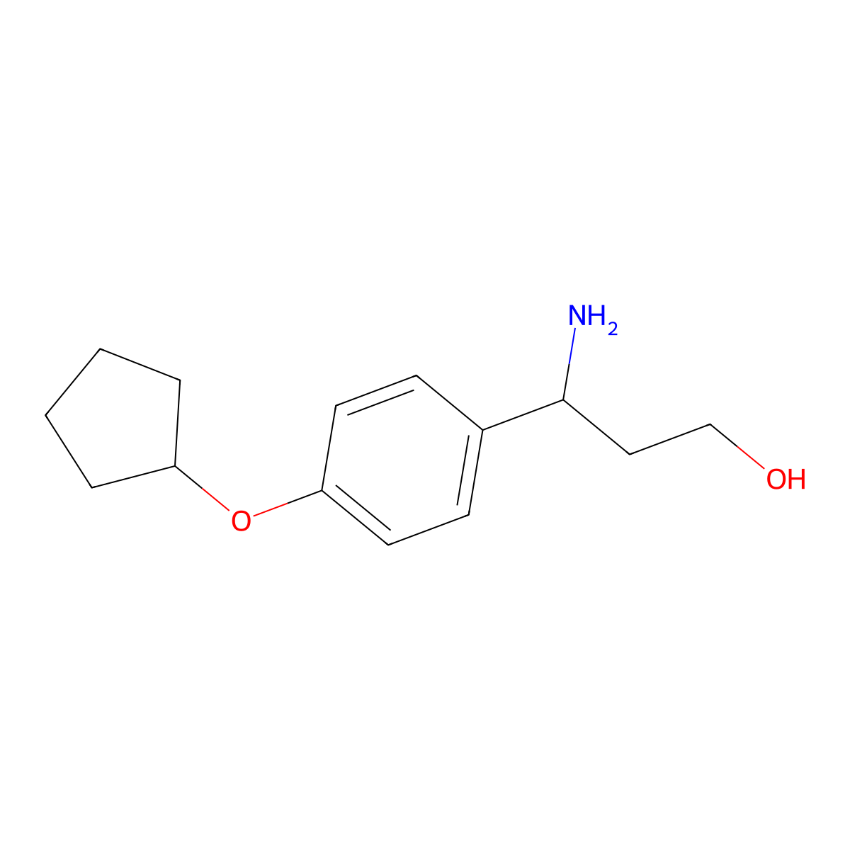 3-Amino-3-(4-cyclopentyloxyphenyl)propan-1-OL molecular structure, CAS 1270332-15-4