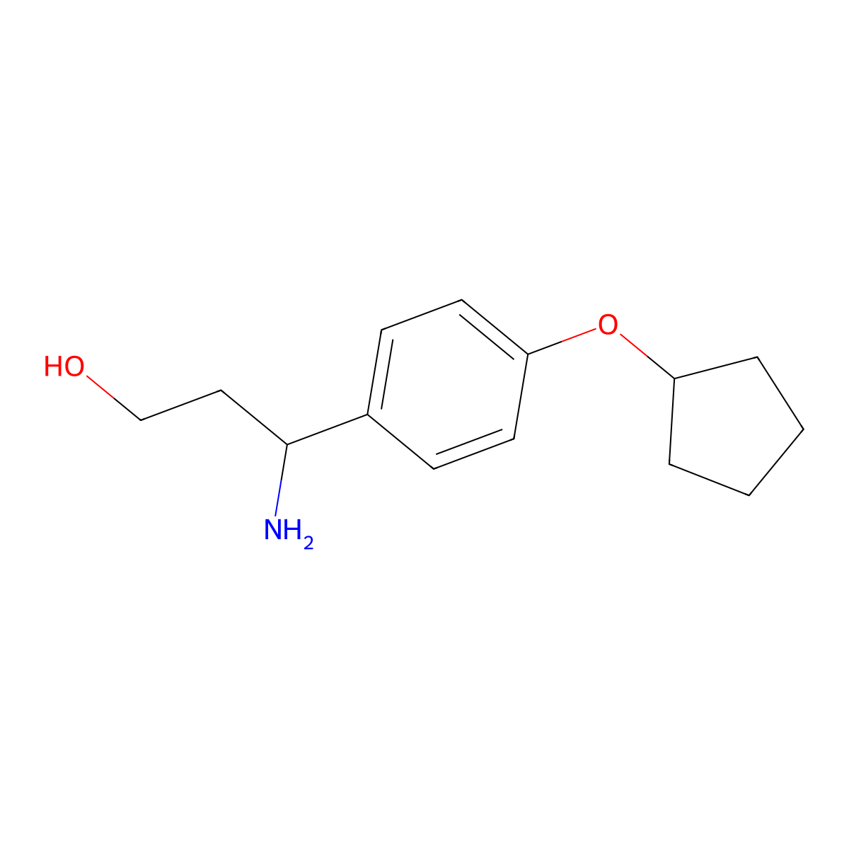 3-Amino-3-(4-cyclopentyloxyphenyl)propan-1-OL molecular structure, CAS 1270332-15-4
