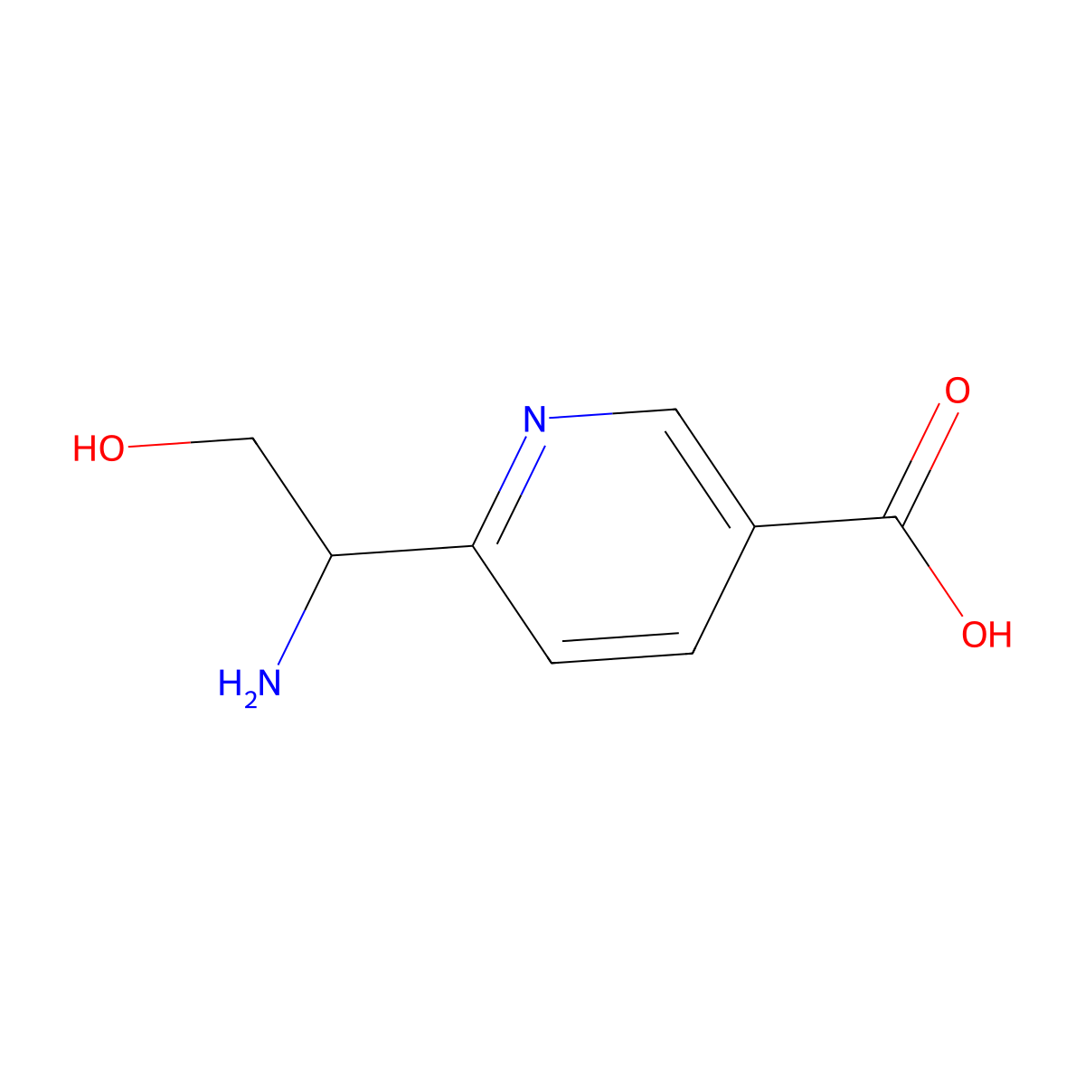 6-(1-Amino-2-hydroxyethyl)nicotinic acid molecular structure, CAS 1270332-75-6