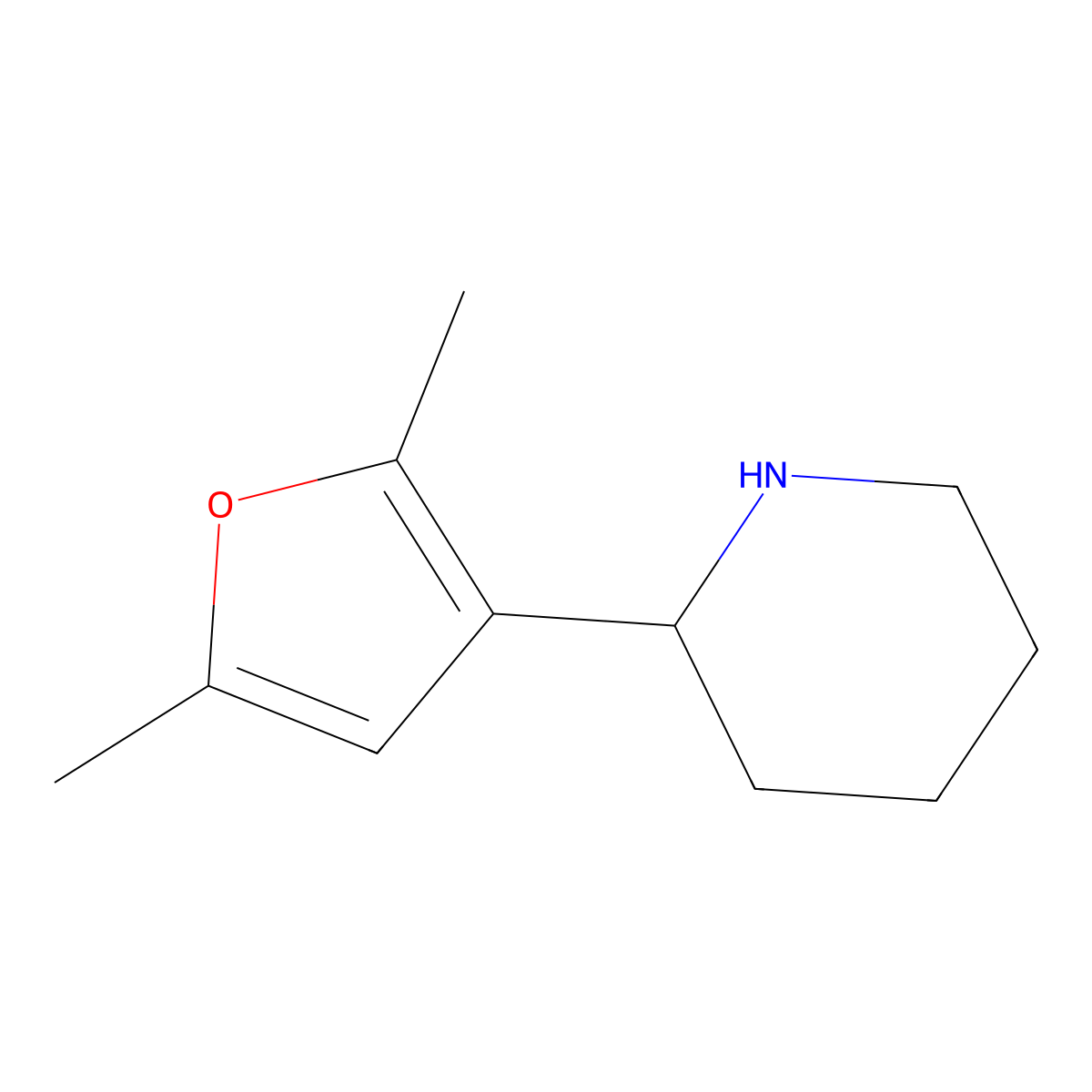 2-(2,5-Dimethylfuran-3-yl)piperidine molecular structure, CAS 1270332-89-2