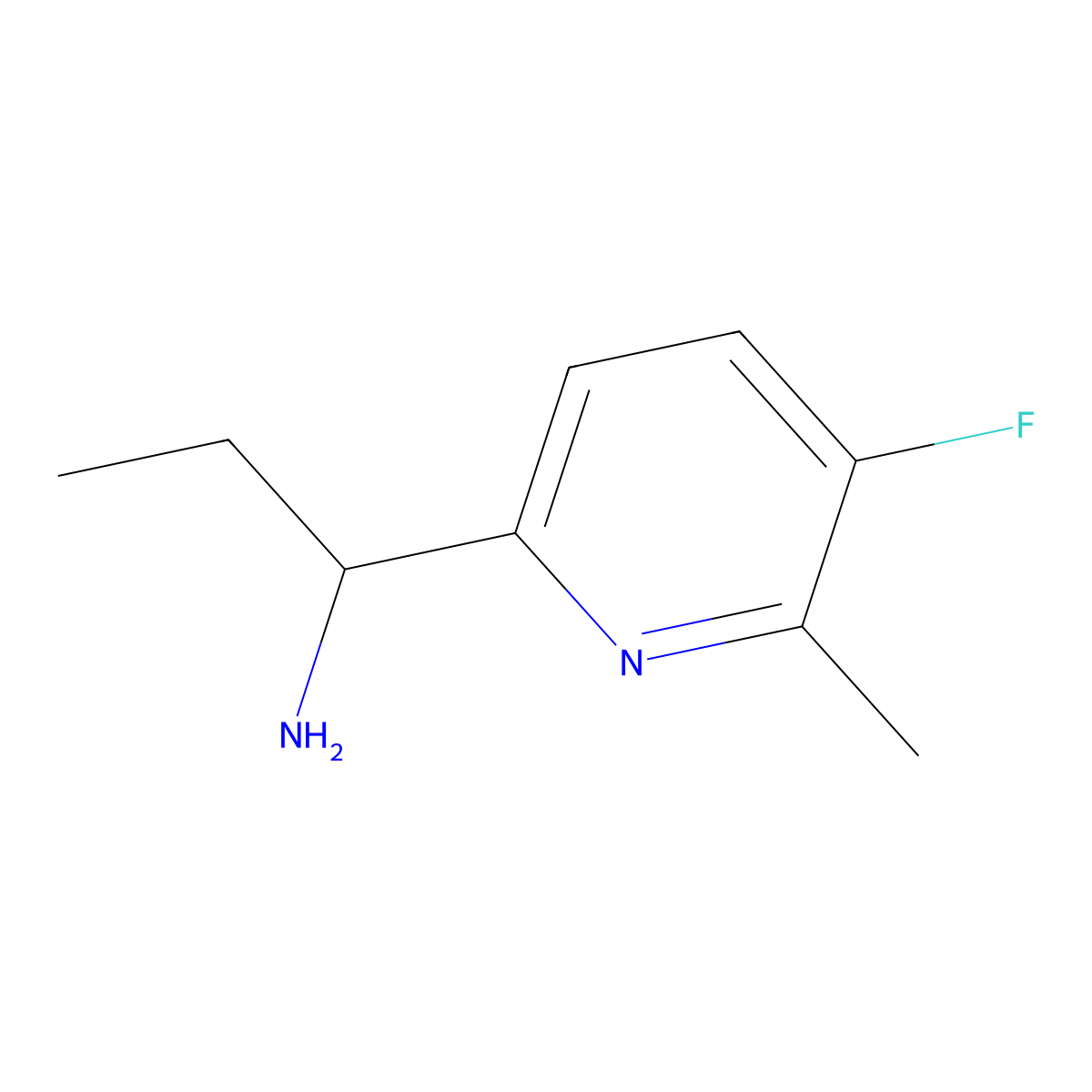 1-(5-Fluoro-6-methylpyridin-2-yl)propan-1-amine molecular structure, CAS 1270332-95-0