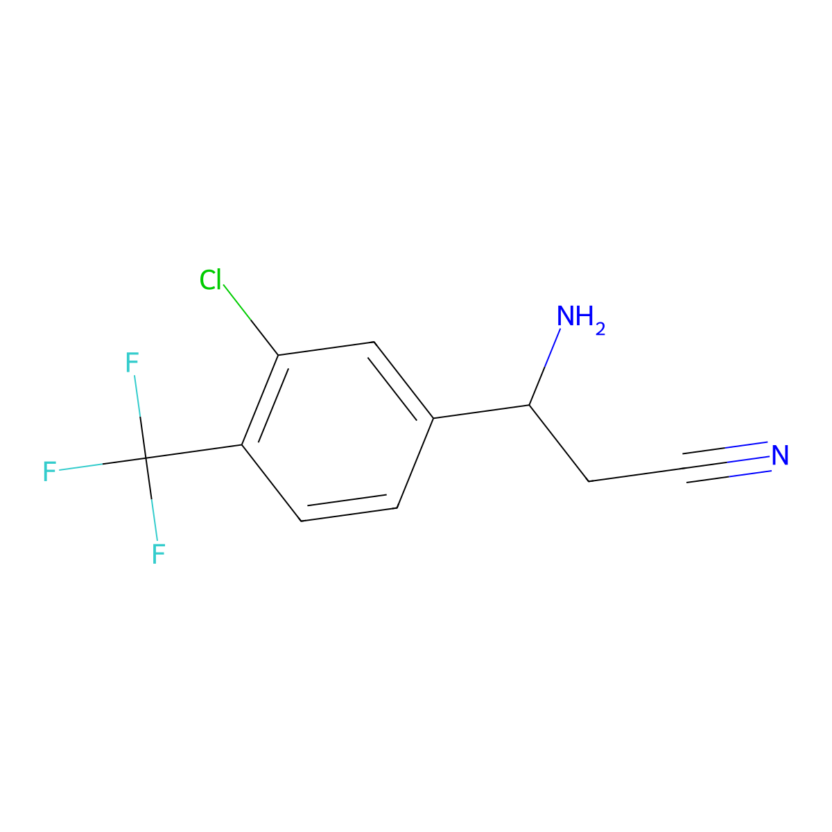 3-Amino-3-[3-chloro-4-(trifluoromethyl)phenyl]propanenitrile molecular structure, CAS 1270334-17-2