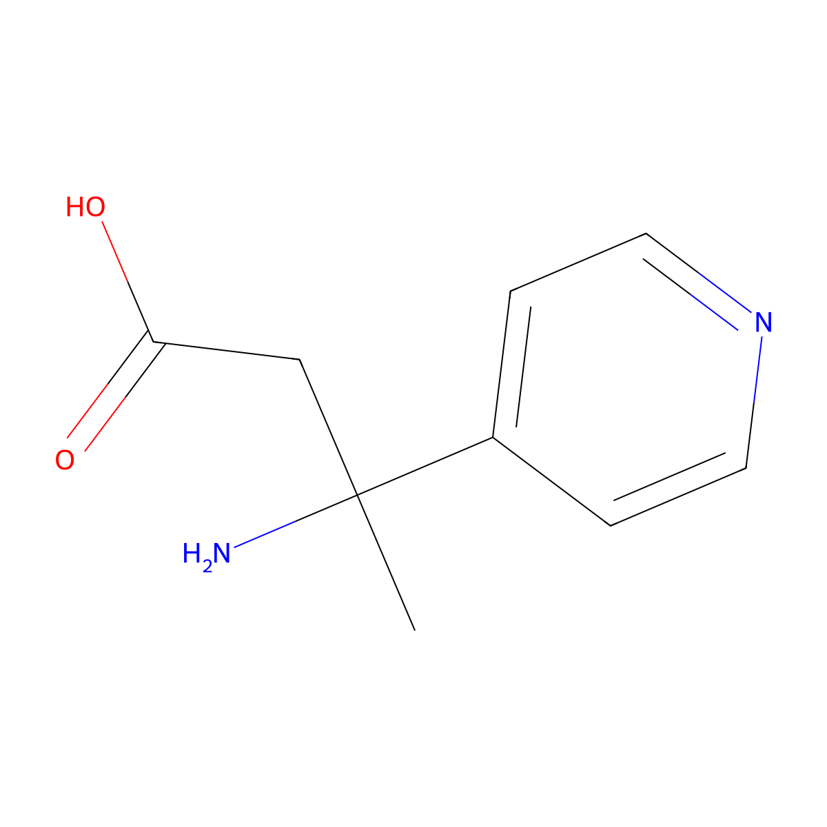 3-Amino-3-(pyridin-4-yl)butanoic acid molecular structure, CAS 1270336-72-5