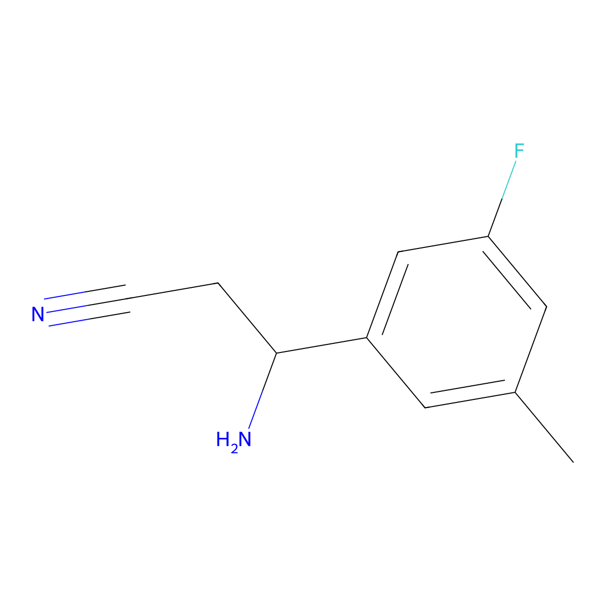 3-Amino-3-(3-fluoro-5-methylphenyl)propanenitrile molecular structure, CAS 1270340-01-6