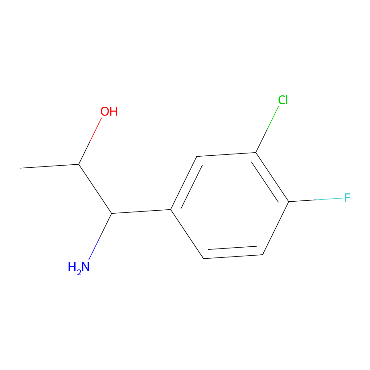 1-Amino-1-(3-chloro-4-fluorophenyl)propan-2-OL molecular structure, CAS 1270346-56-9
