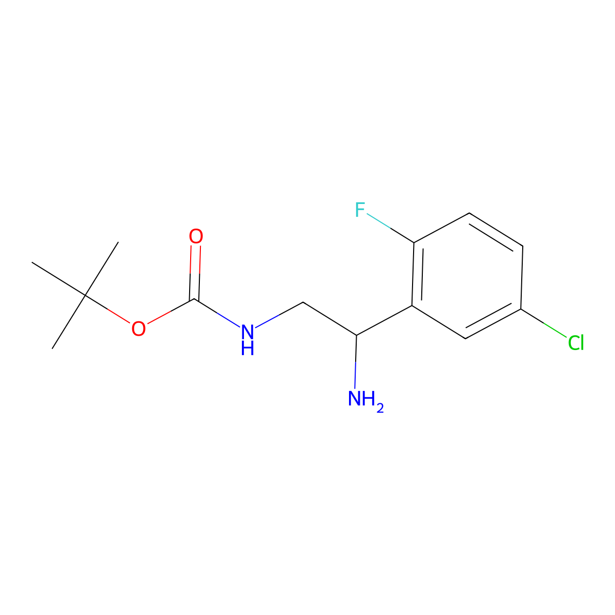 tert-butyl N-[2-amino-2-(5-chloro-2-fluorophenyl)ethyl]carbamate molecular structure, CAS 1270349-44-4