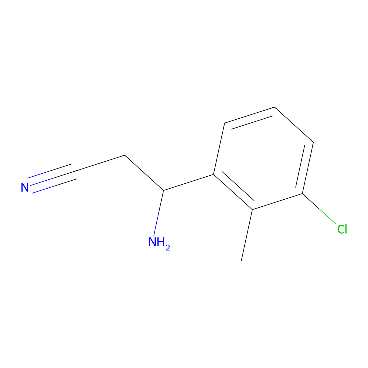 3-Amino-3-(3-chloro-2-methylphenyl)propanenitrile molecular structure, CAS 1270351-00-2