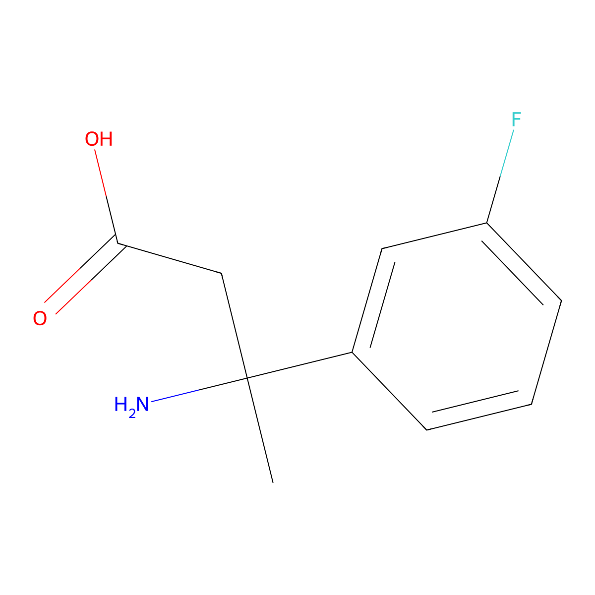 3-Amino-3-(3-fluorophenyl)butanoic acid molecular structure, CAS 1270351-25-1