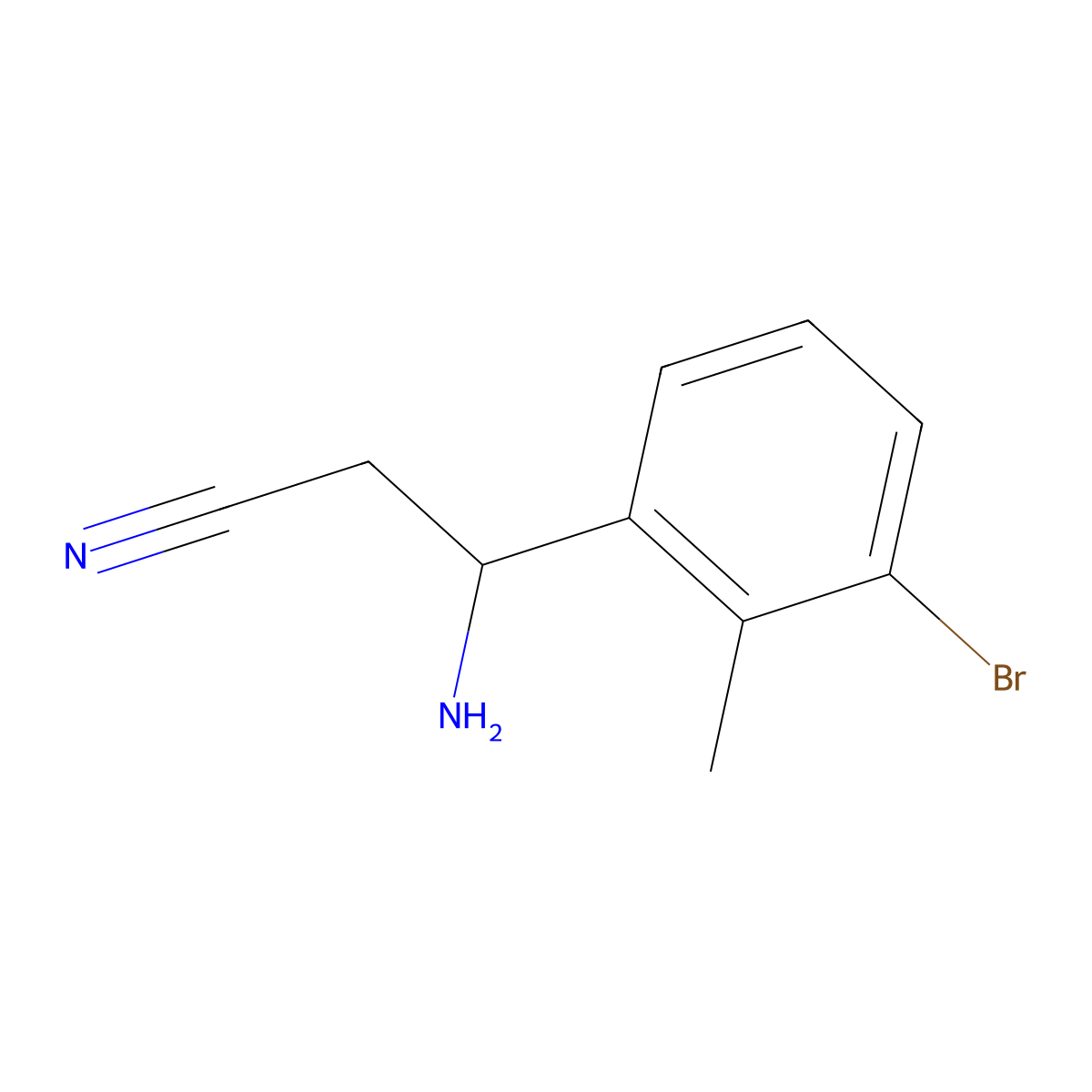 3-Amino-3-(3-bromo-2-methylphenyl)propanenitrile molecular structure, CAS 1270352-85-6