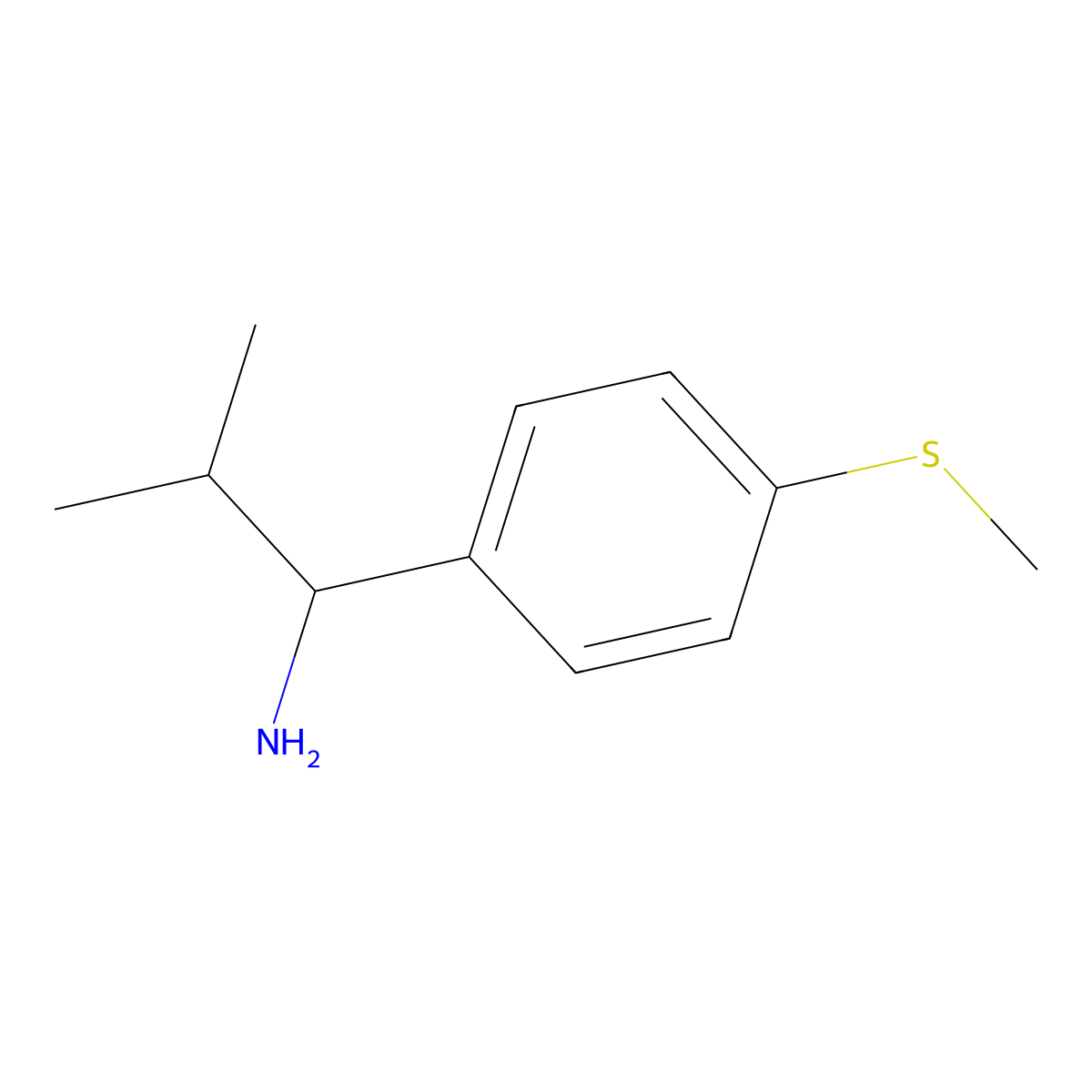2-Methyl-1-[4-(methylsulfanyl)phenyl]propan-1-amine molecular structure, CAS 1270353-58-6