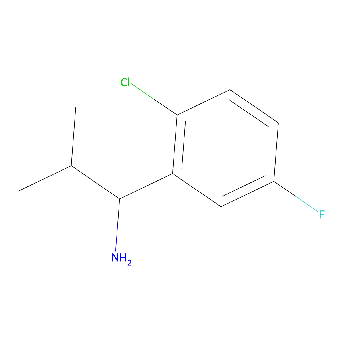 1-(2-Chloro-5-fluorophenyl)-2-methylpropan-1-amine molecular structure, CAS 1270353-67-7