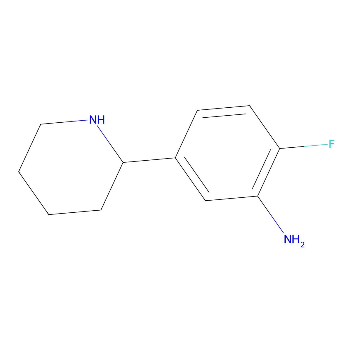 2-Fluoro-5-(2-piperidyl)phenylamine molecular structure, CAS 1270354-82-9