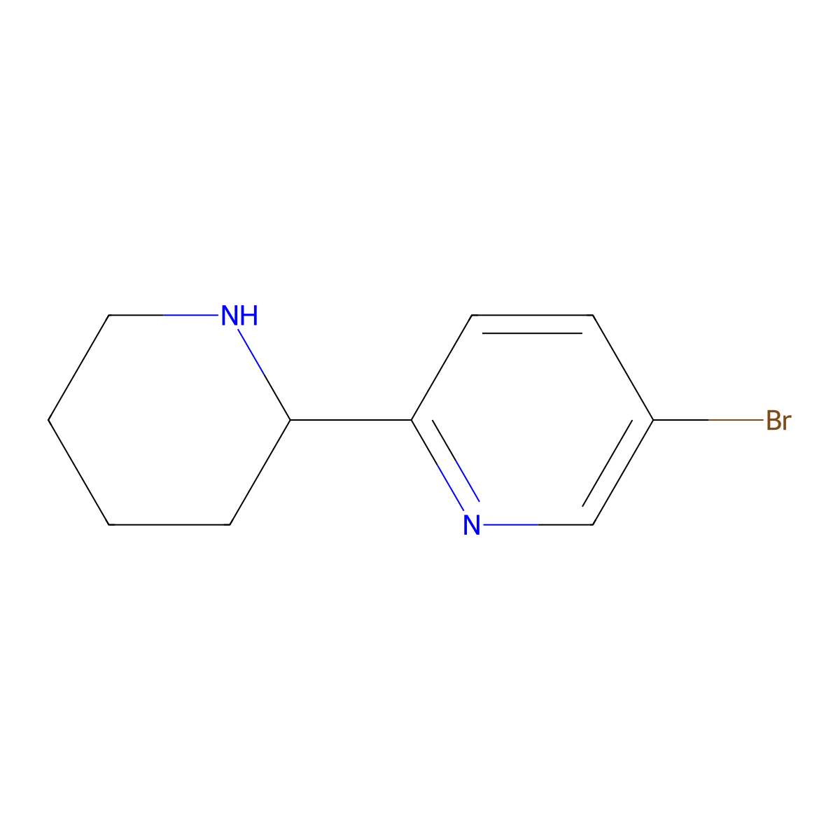 5-Bromo-2-(piperidin-2-yl)pyridine molecular structure, CAS 1270356-25-6