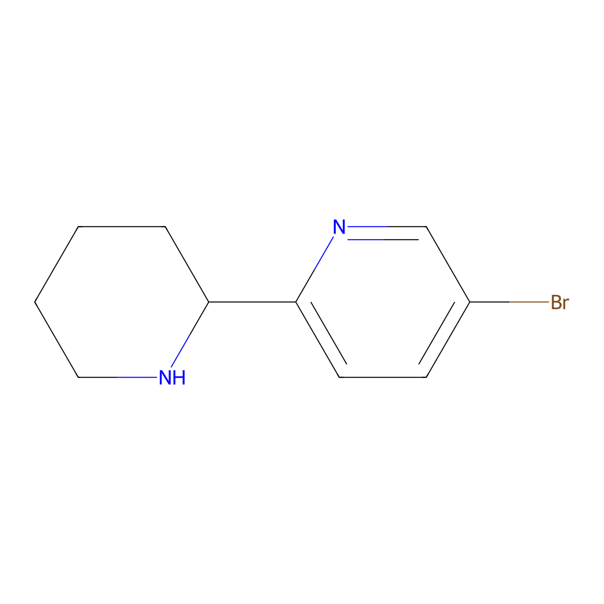5-Bromo-2-(piperidin-2-yl)pyridine molecular structure, CAS 1270356-25-6