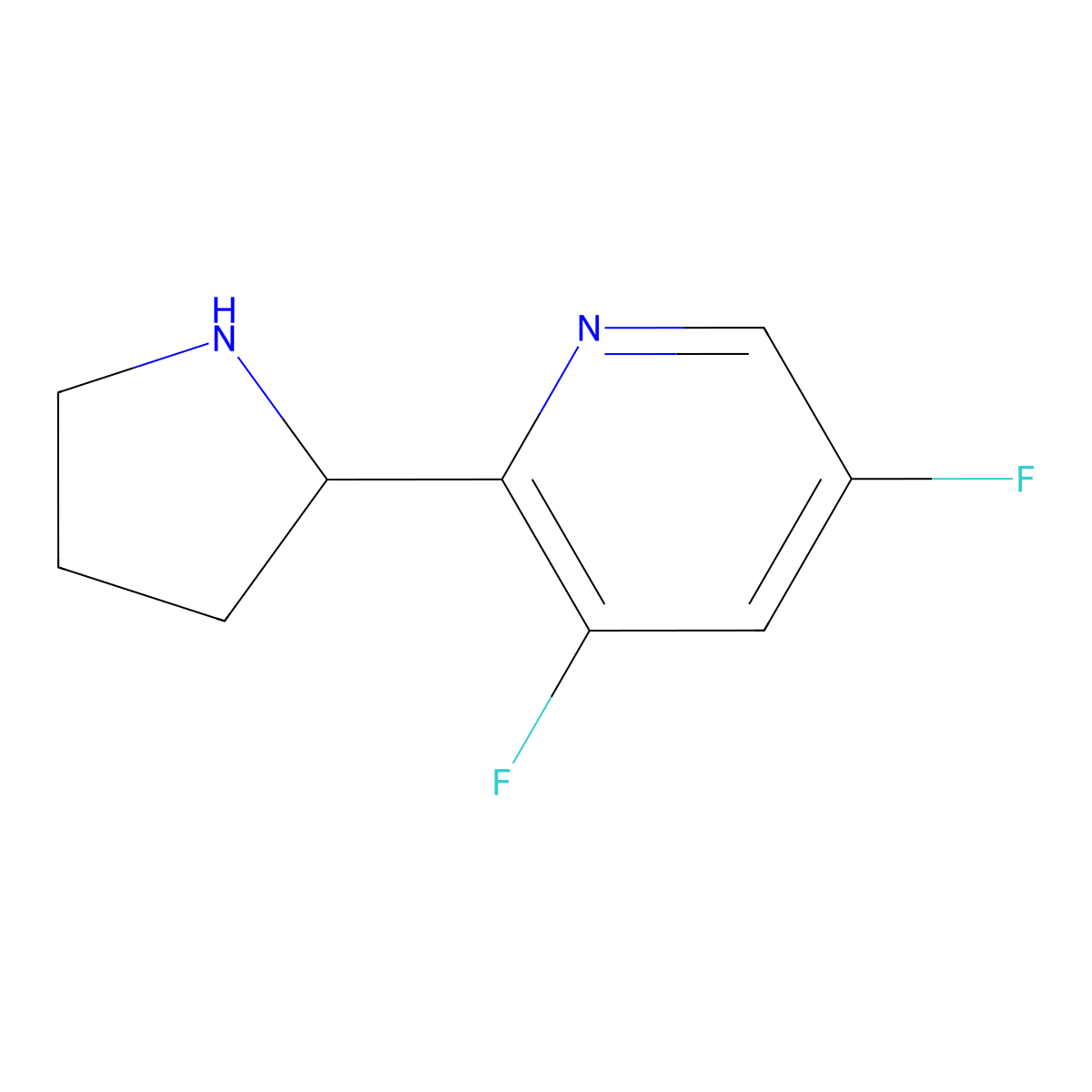 3,5-Difluoro-2-(pyrrolidin-2-yl)pyridine molecular structure, CAS 1270357-02-2