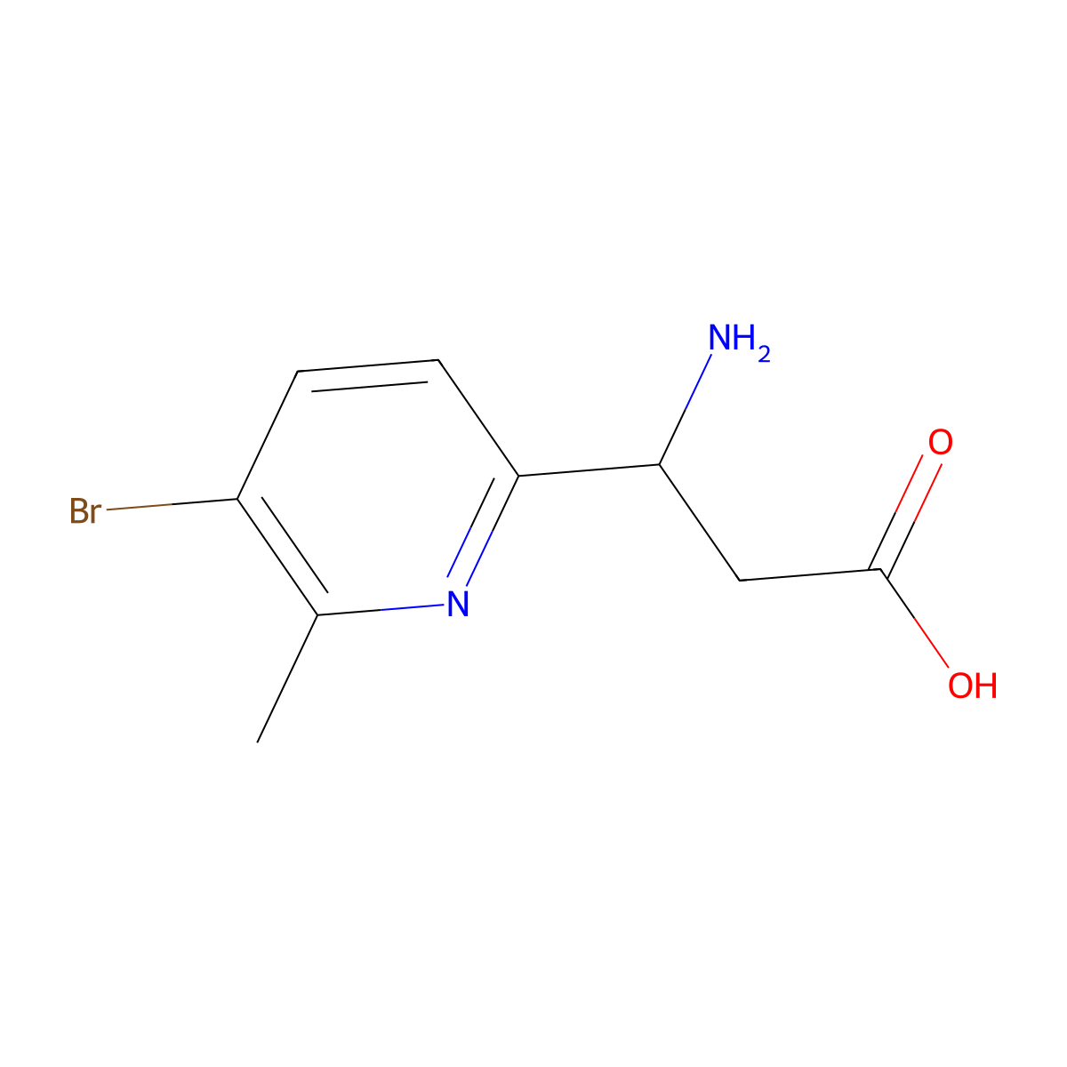 3-Amino-3-(5-bromo-6-methylpyridin-2-yl)propanoic acid molecular structure, CAS 1270360-14-9