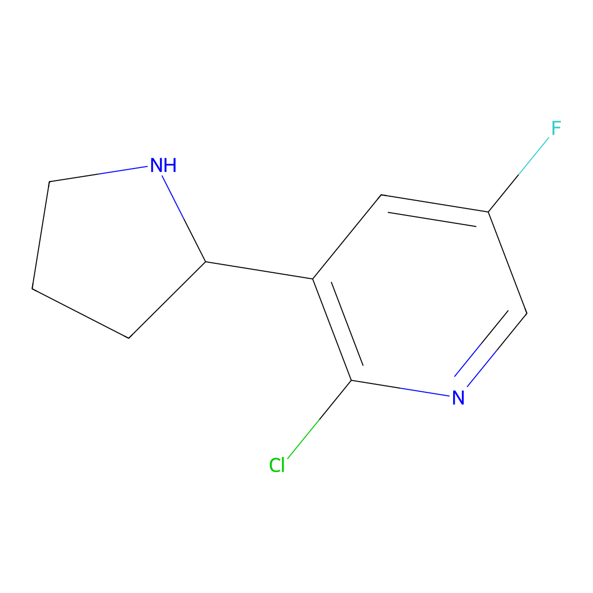 2-Chloro-5-fluoro-3-(pyrrolidin-2-YL)pyridine molecular structure, CAS 1270360-19-4