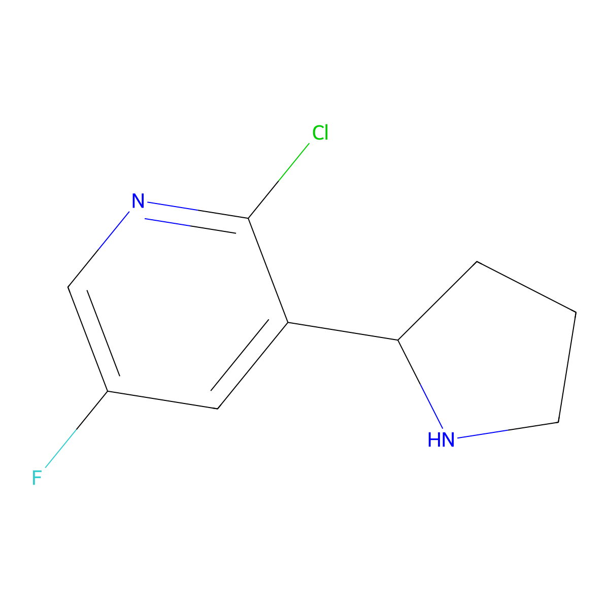 2-Chloro-5-fluoro-3-(pyrrolidin-2-YL)pyridine molecular structure, CAS 1270360-19-4