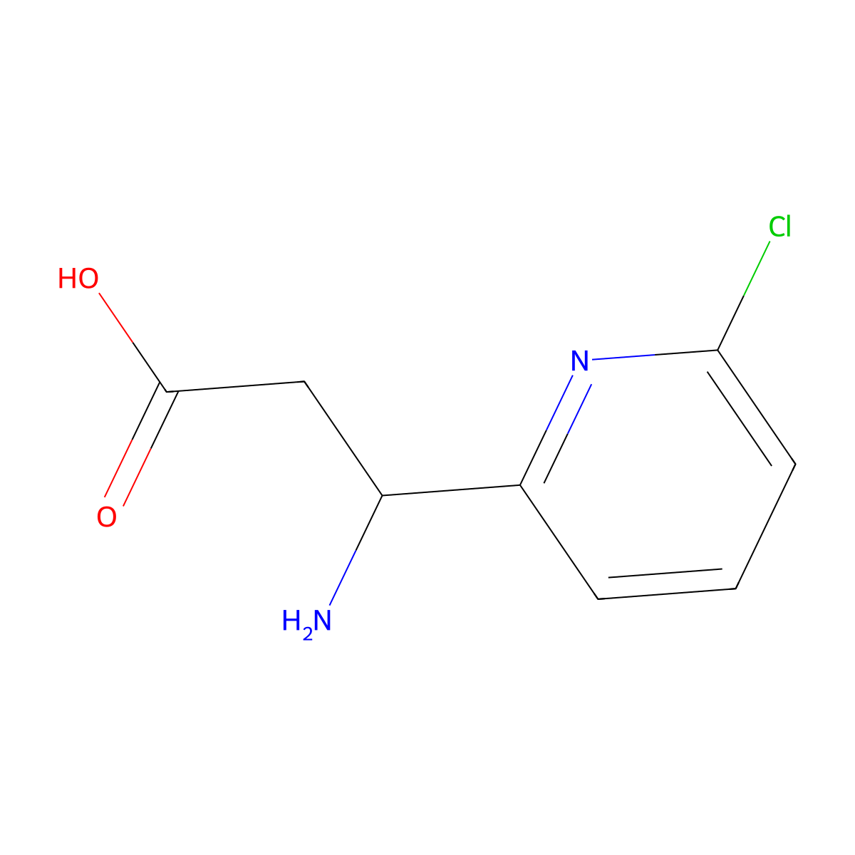 3-Amino-3-(6-chloropyridin-2-yl)propanoic acid molecular structure, CAS 1270360-63-8