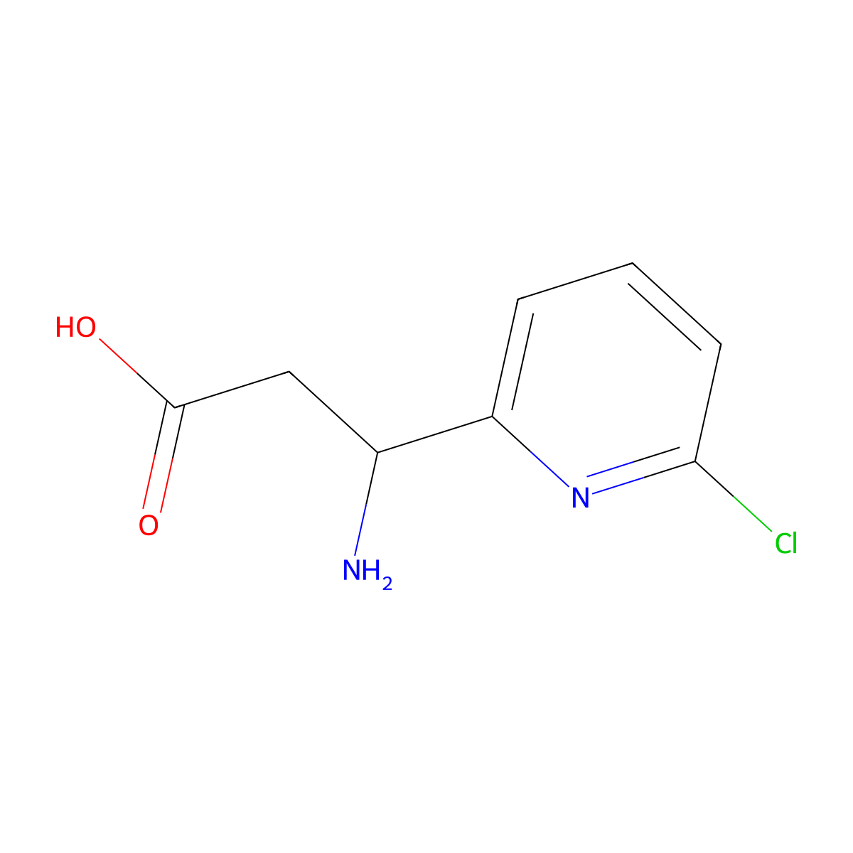 3-Amino-3-(6-chloropyridin-2-yl)propanoic acid molecular structure, CAS 1270360-63-8