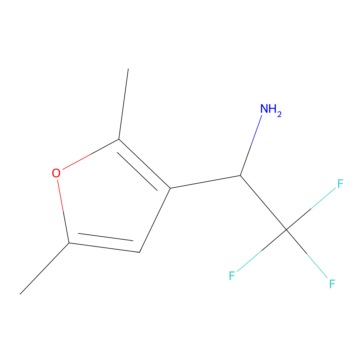 1-(2,5-Dimethylfuran-3-yl)-2,2,2-trifluoroethan-1-amine molecular structure, CAS 1270360-84-3
