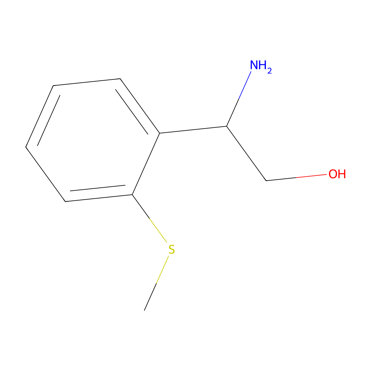 2-Amino-2-[2-(methylsulfanyl)phenyl]ethan-1-ol molecular structure, CAS 1270368-12-1