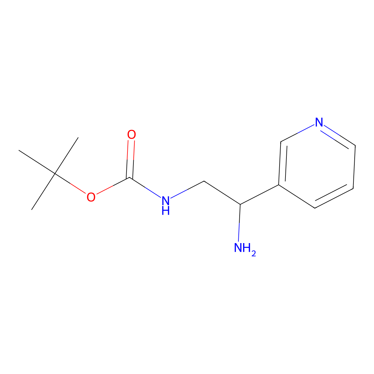 tert-butyl N-[2-amino-2-(pyridin-3-yl)ethyl]carbamate molecular structure, CAS 1270369-74-8