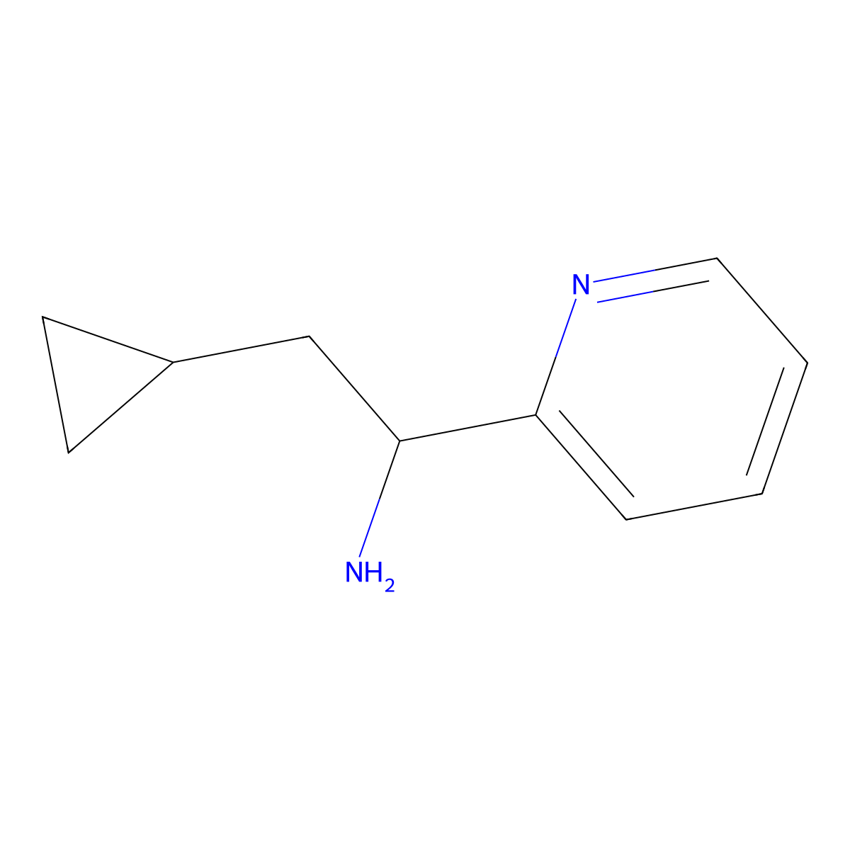 2-Cyclopropyl-1-(2-pyridyl)ethylamine molecular structure, CAS 1270372-29-6