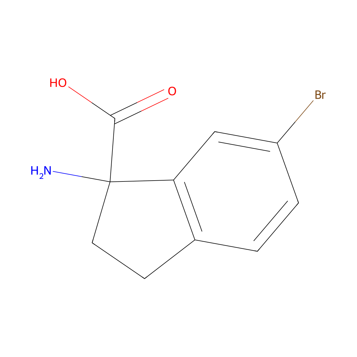 1-Amino-6-bromo-2,3-dihydro-1H-indene-1-carboxylic acid molecular structure, CAS 1270373-66-4