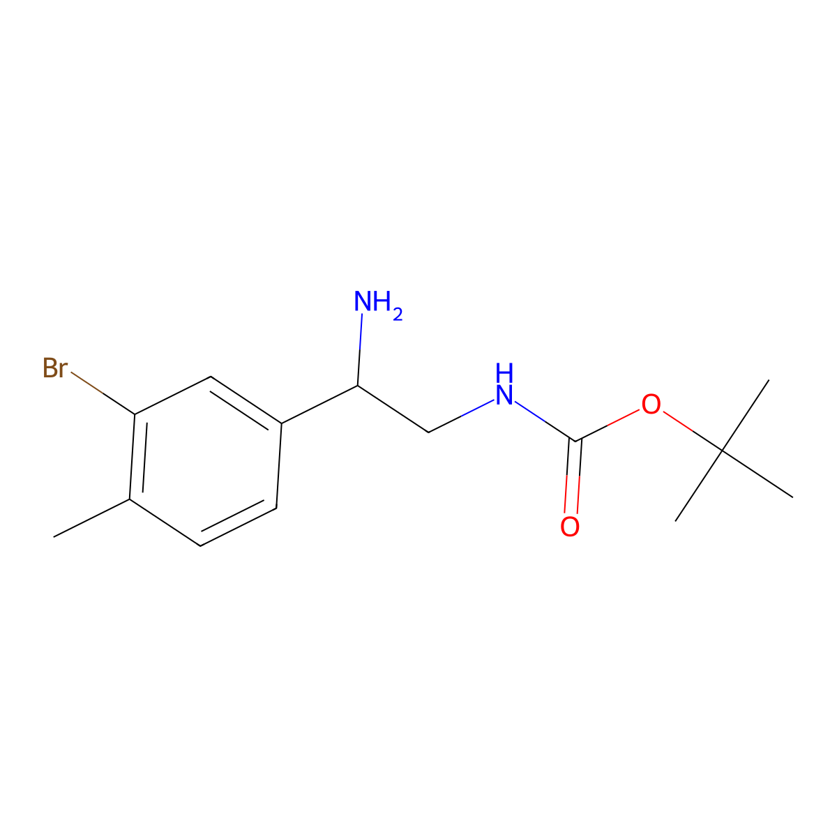 tert-butyl N-[2-amino-2-(3-bromo-4-methylphenyl)ethyl]carbamate molecular structure, CAS 1270374-54-3