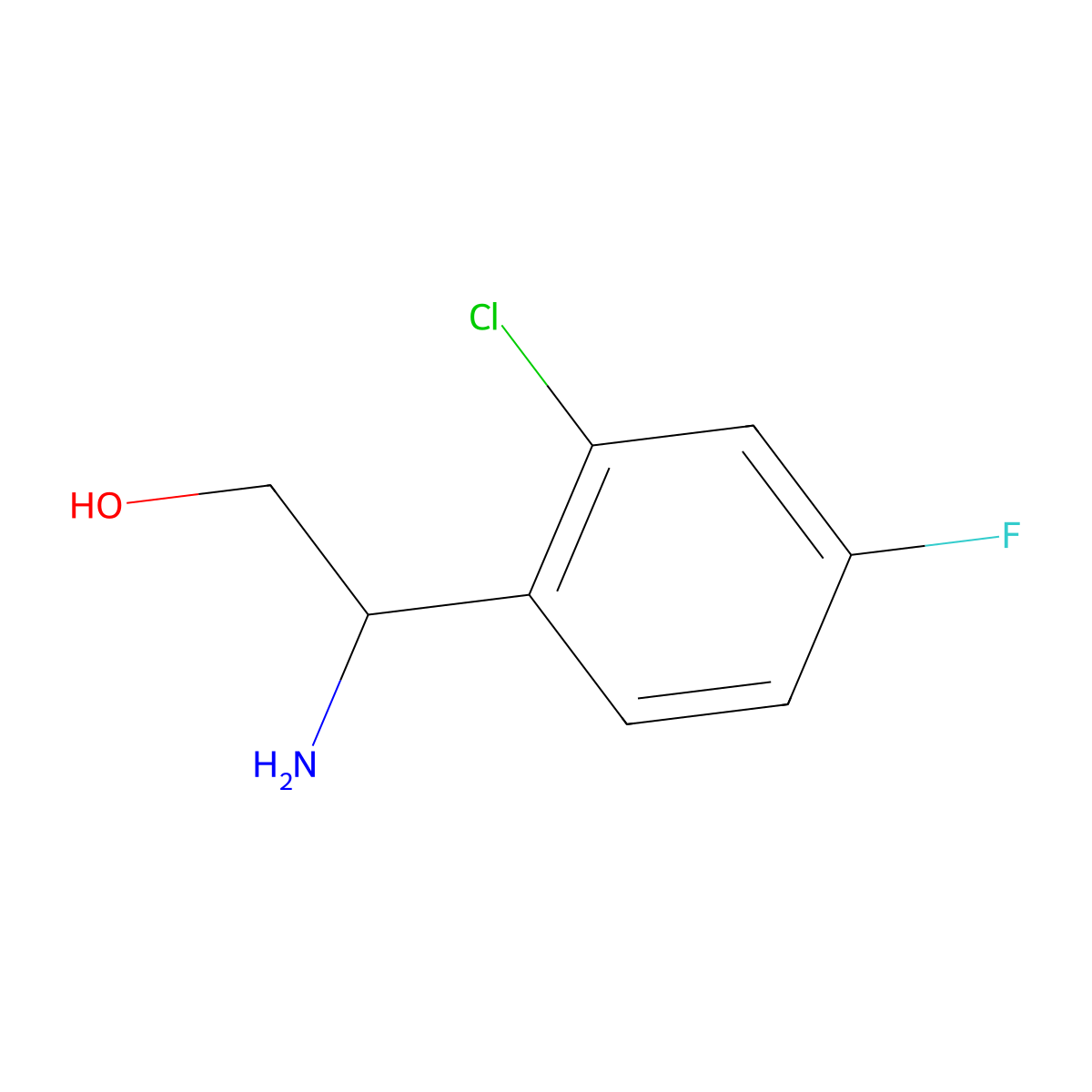 2-Amino-2-(2-chloro-4-fluorophenyl)ethan-1-ol molecular structure, CAS 1270375-81-9
