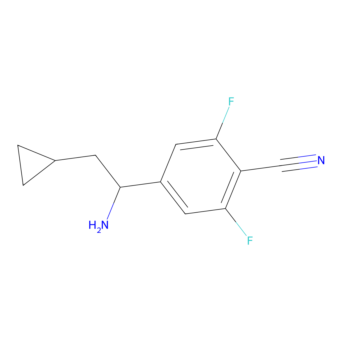 4-(1-Amino-2-cyclopropylethyl)-2,6-difluorobenzenecarbonitrile molecular structure, CAS 1270376-28-7