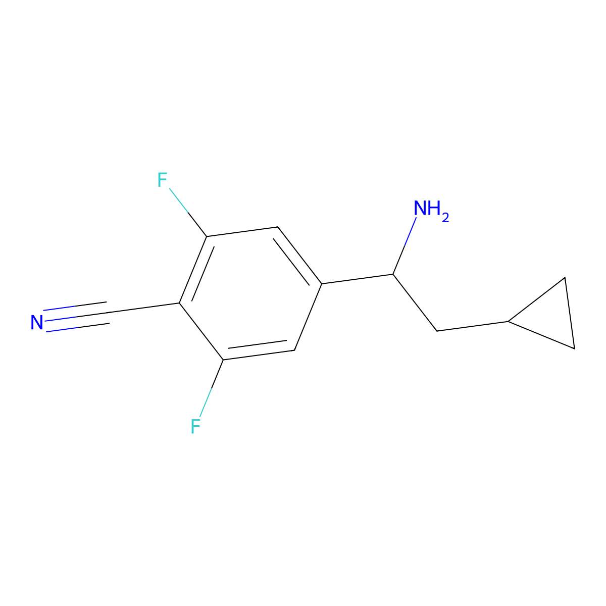 4-(1-Amino-2-cyclopropylethyl)-2,6-difluorobenzenecarbonitrile molecular structure, CAS 1270376-28-7