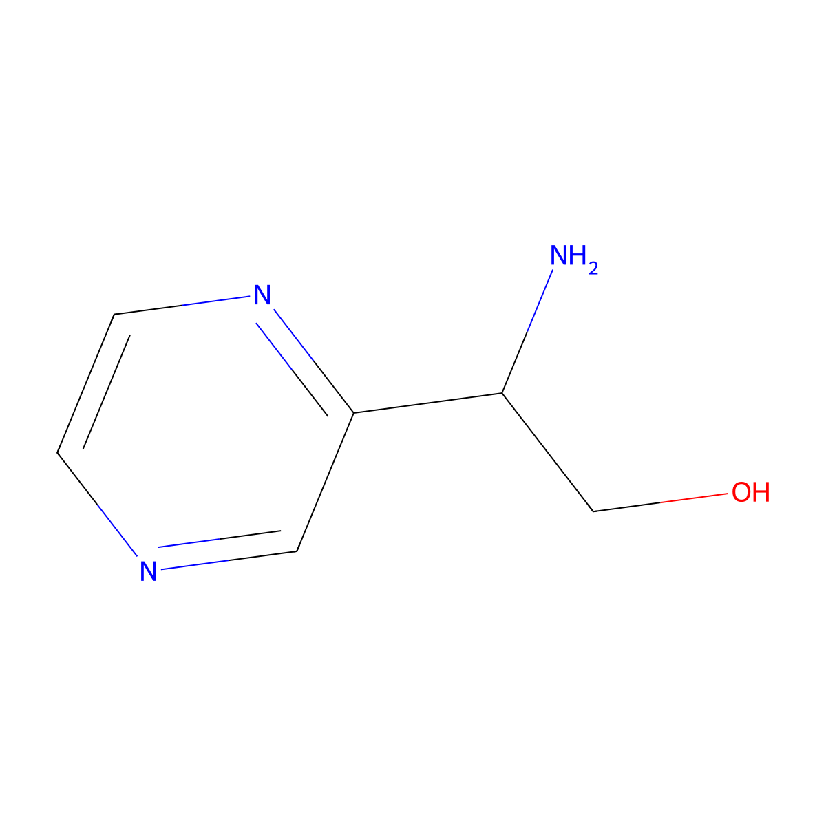 2-Amino-2-(pyrazin-2-yl)ethan-1-ol molecular structure, CAS 1270381-09-3