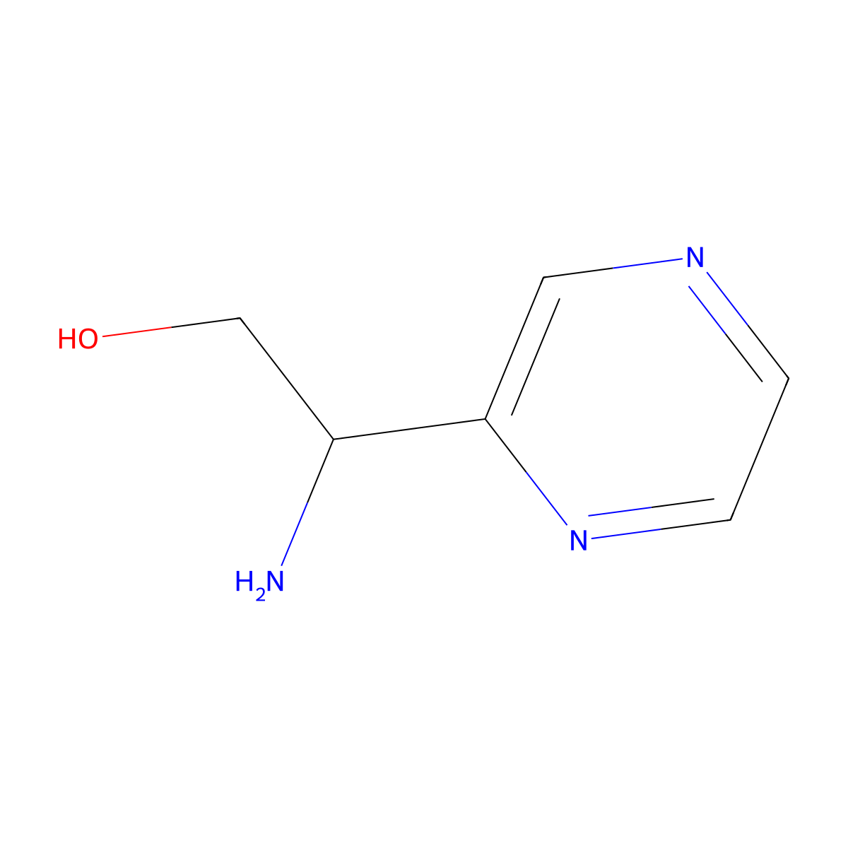 2-Amino-2-(pyrazin-2-yl)ethan-1-ol molecular structure, CAS 1270381-09-3