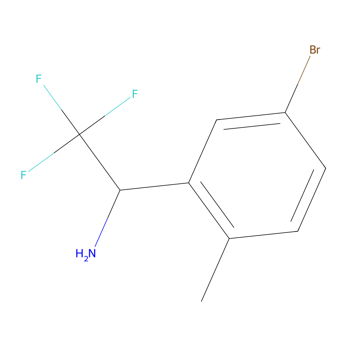 1-(5-Bromo-2-methylphenyl)-2,2,2-trifluoroethan-1-amine molecular structure, CAS 1270381-73-1