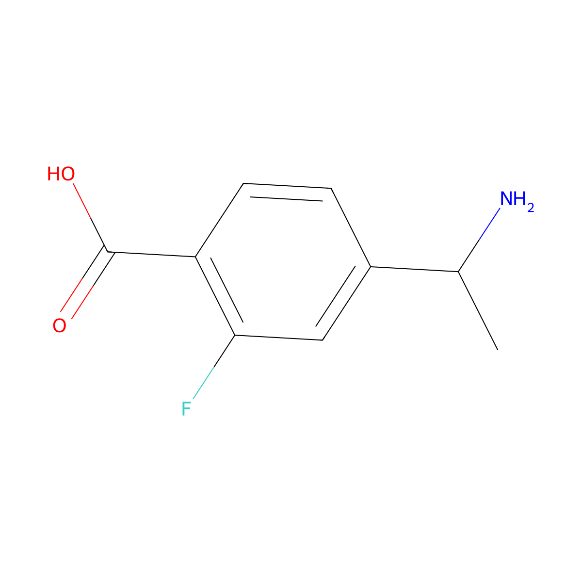 4-(1-Aminoethyl)-2-fluorobenzoicacid molecular structure, CAS 1270382-75-6