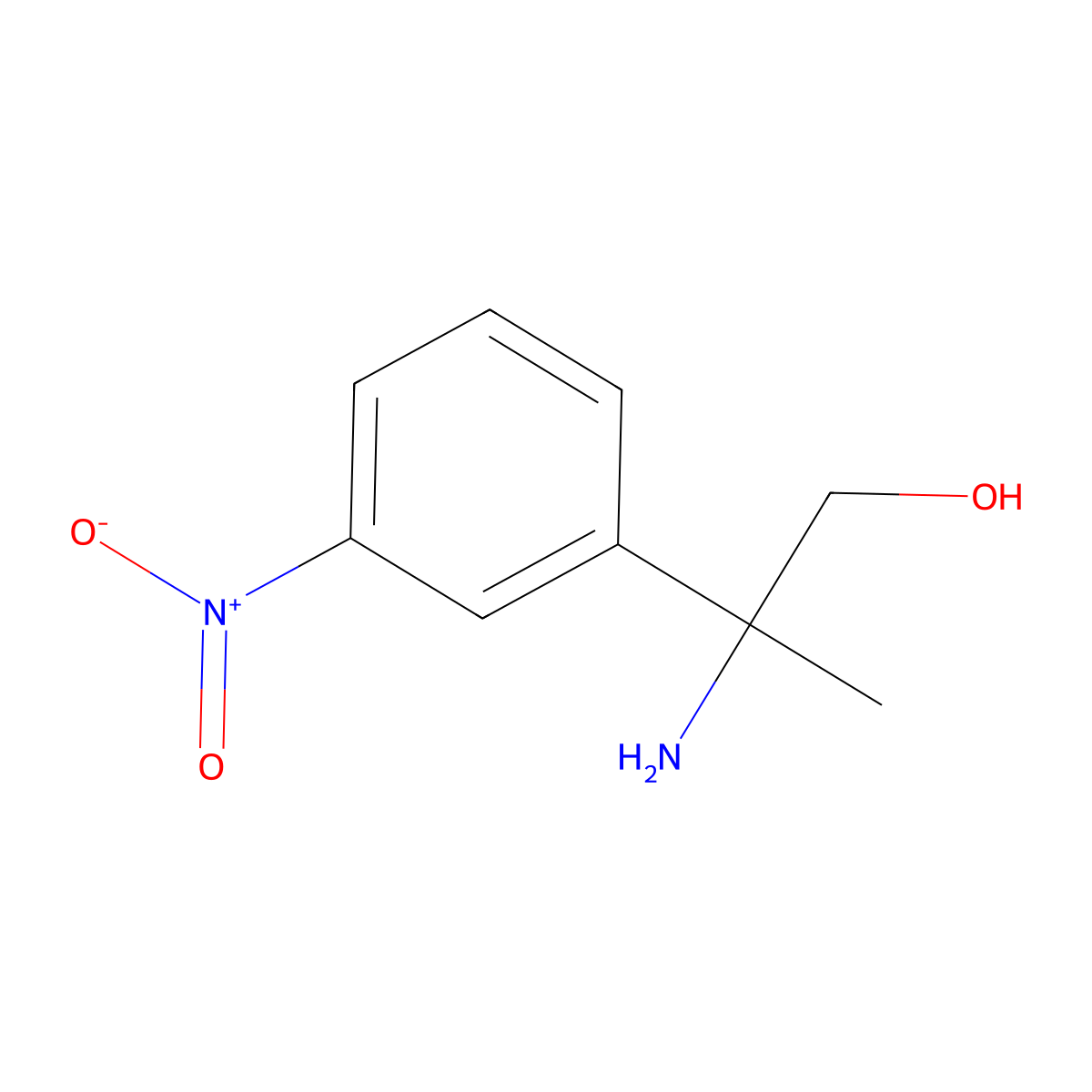 Rac-2-amino-2-(3-nitro-phenyl)-propan-1-ol molecular structure, CAS 1270385-54-0