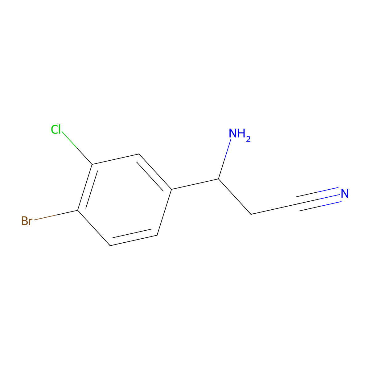 3-Amino-3-(4-bromo-3-chlorophenyl)propanenitrile molecular structure, CAS 1270394-11-0