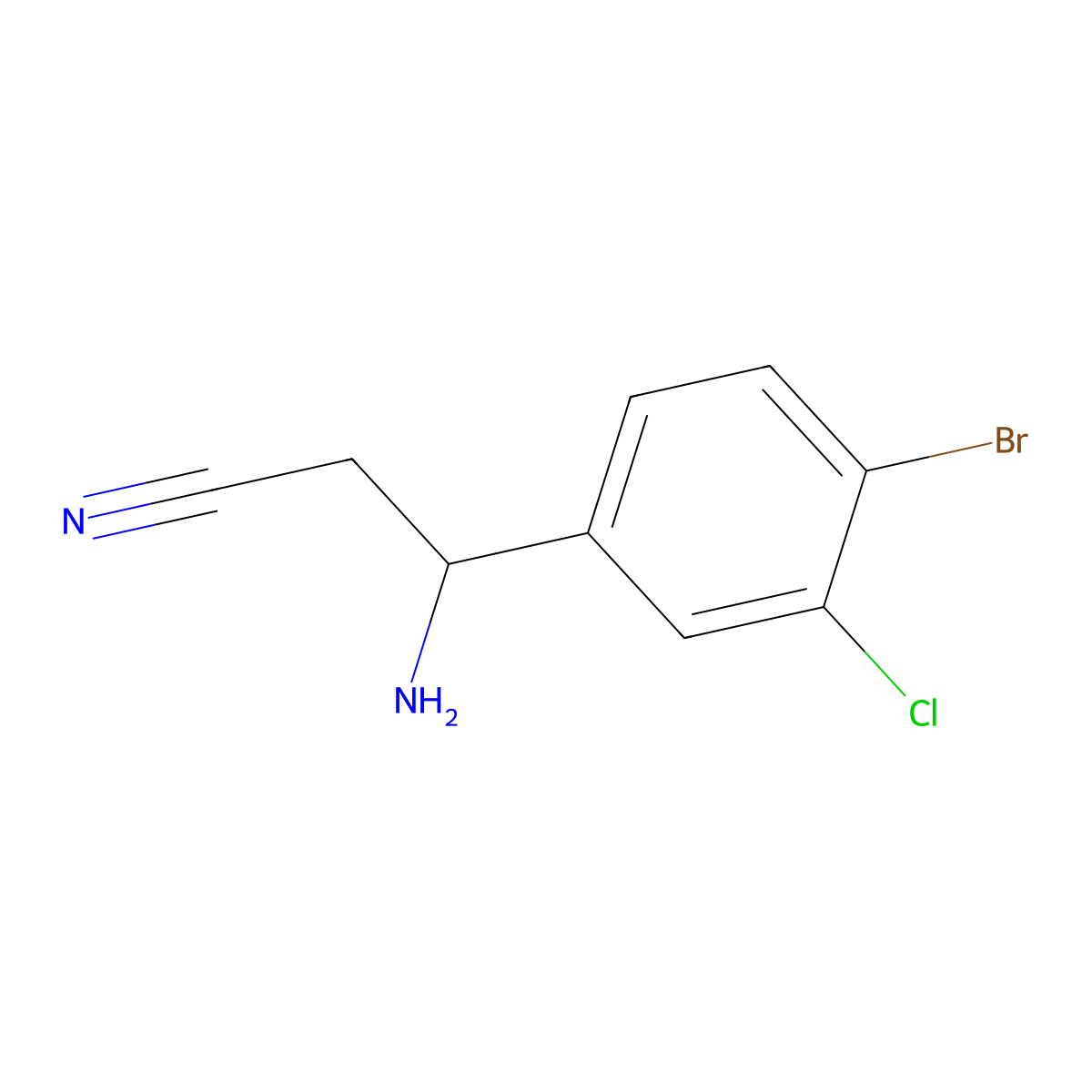 3-Amino-3-(4-bromo-3-chlorophenyl)propanenitrile molecular structure, CAS 1270394-11-0