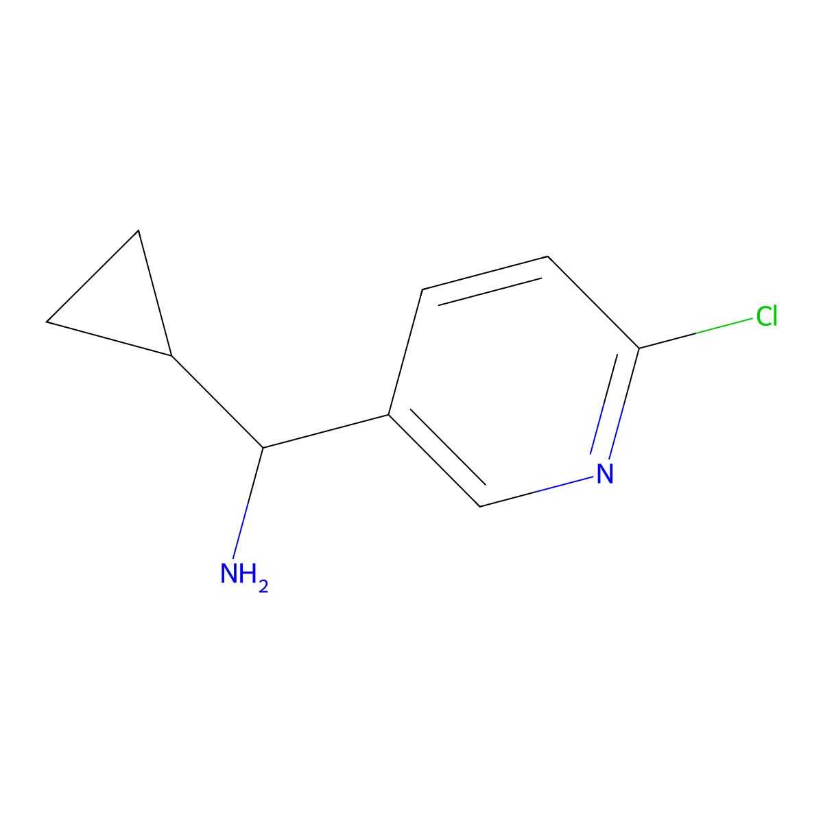 (6-Chloropyridin-3-yl)(cyclopropyl)methanamine molecular structure, CAS 1270394-92-7