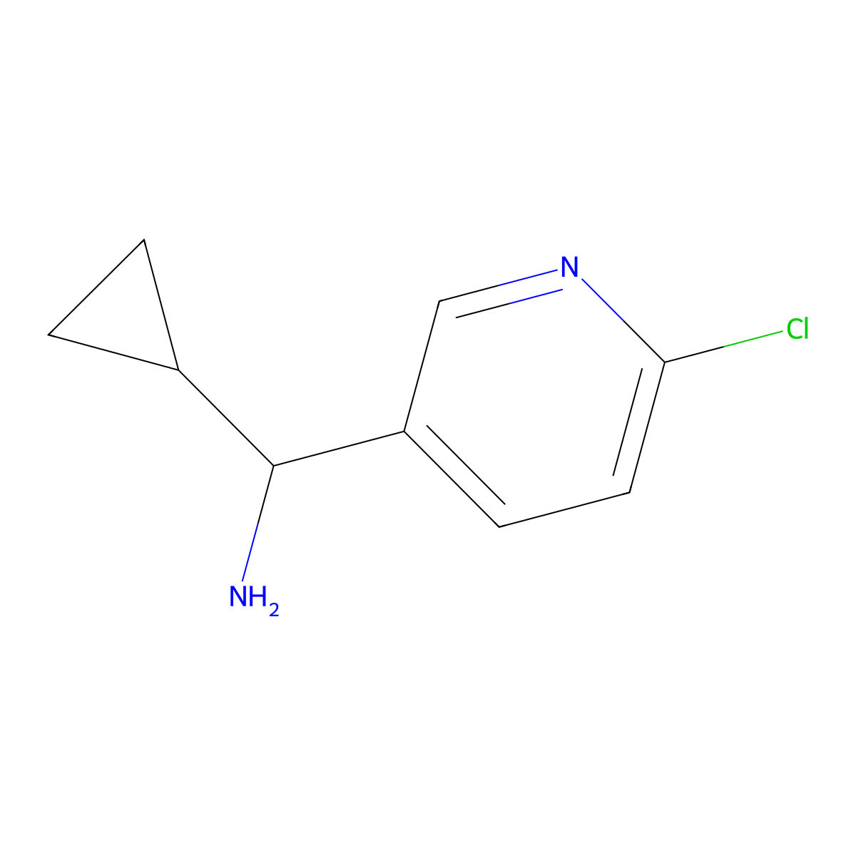(6-Chloropyridin-3-yl)(cyclopropyl)methanamine molecular structure, CAS 1270394-92-7