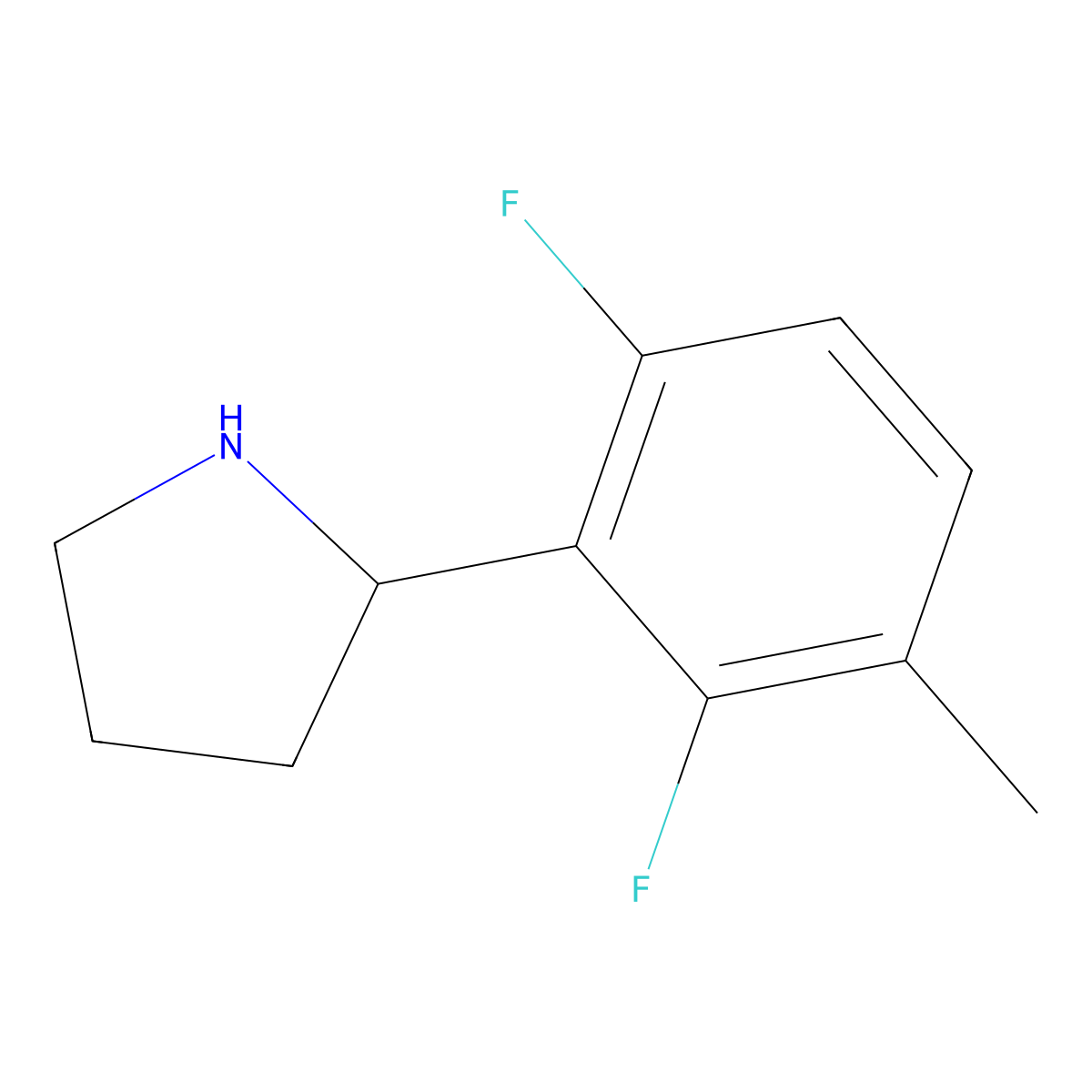 2-(2,6-Difluoro-3-methylphenyl)pyrrolidine molecular structure, CAS 1270399-12-6