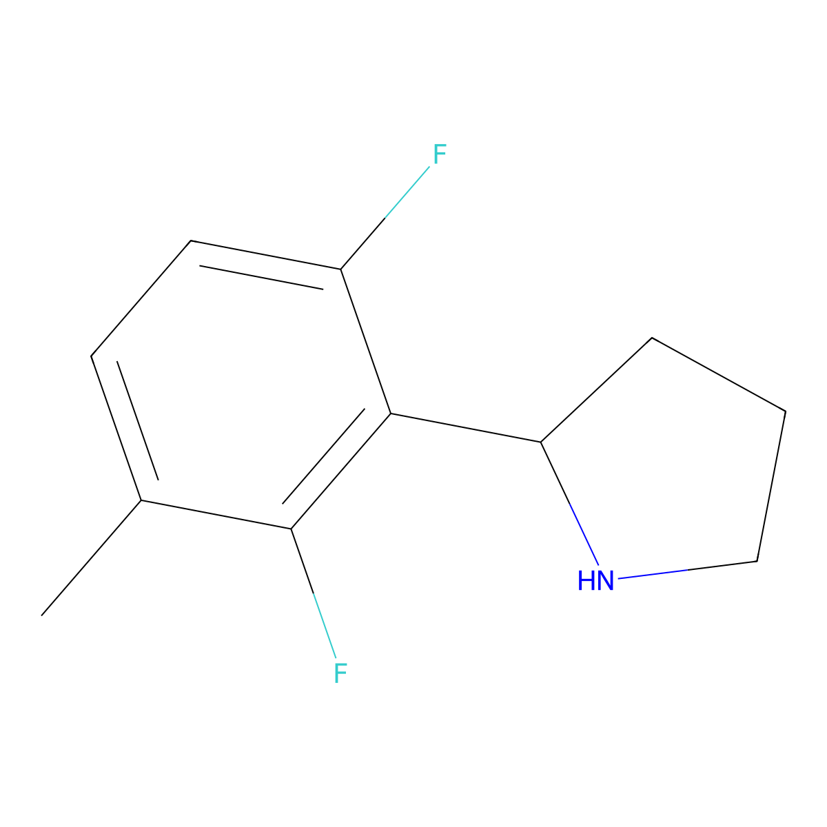 2-(2,6-Difluoro-3-methylphenyl)pyrrolidine molecular structure, CAS 1270399-12-6
