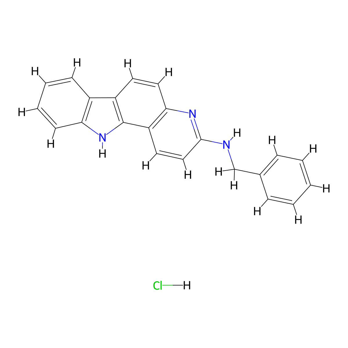11H-Pyrido(3,2-a)carbazol-3-amine, N-(phenylmethyl)-, monohydrochloride molecular structure, CAS 127040-43-1