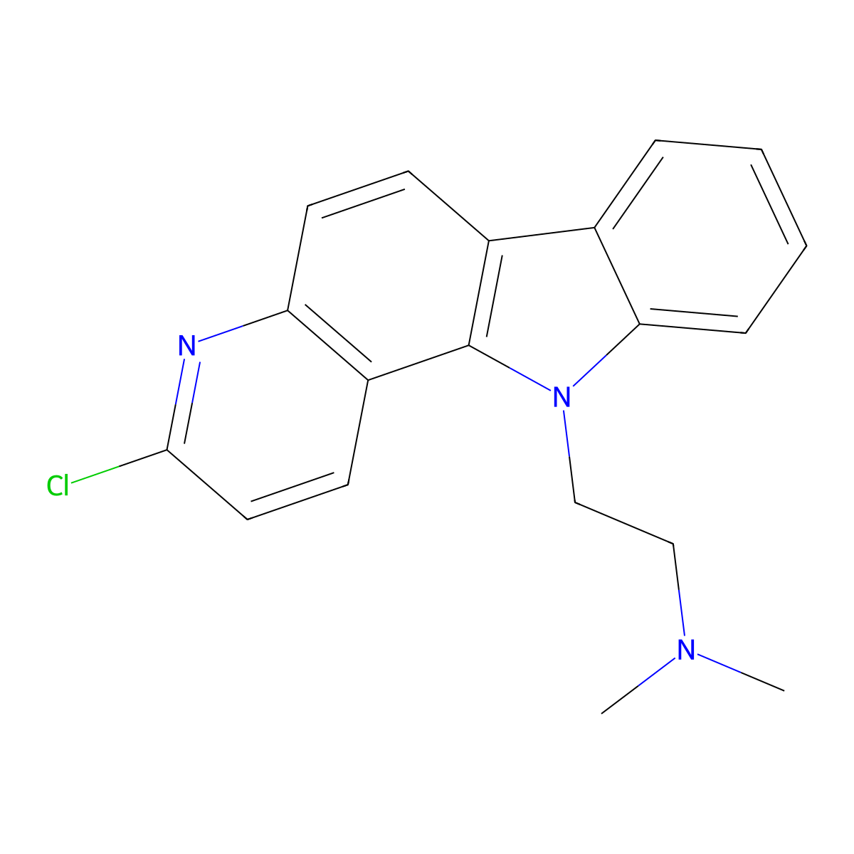 11H-Pyrido(3,2-a)carbazole-11-ethanamine, 3-chloro-N,N-dimethyl- molecular structure, CAS 127040-51-1