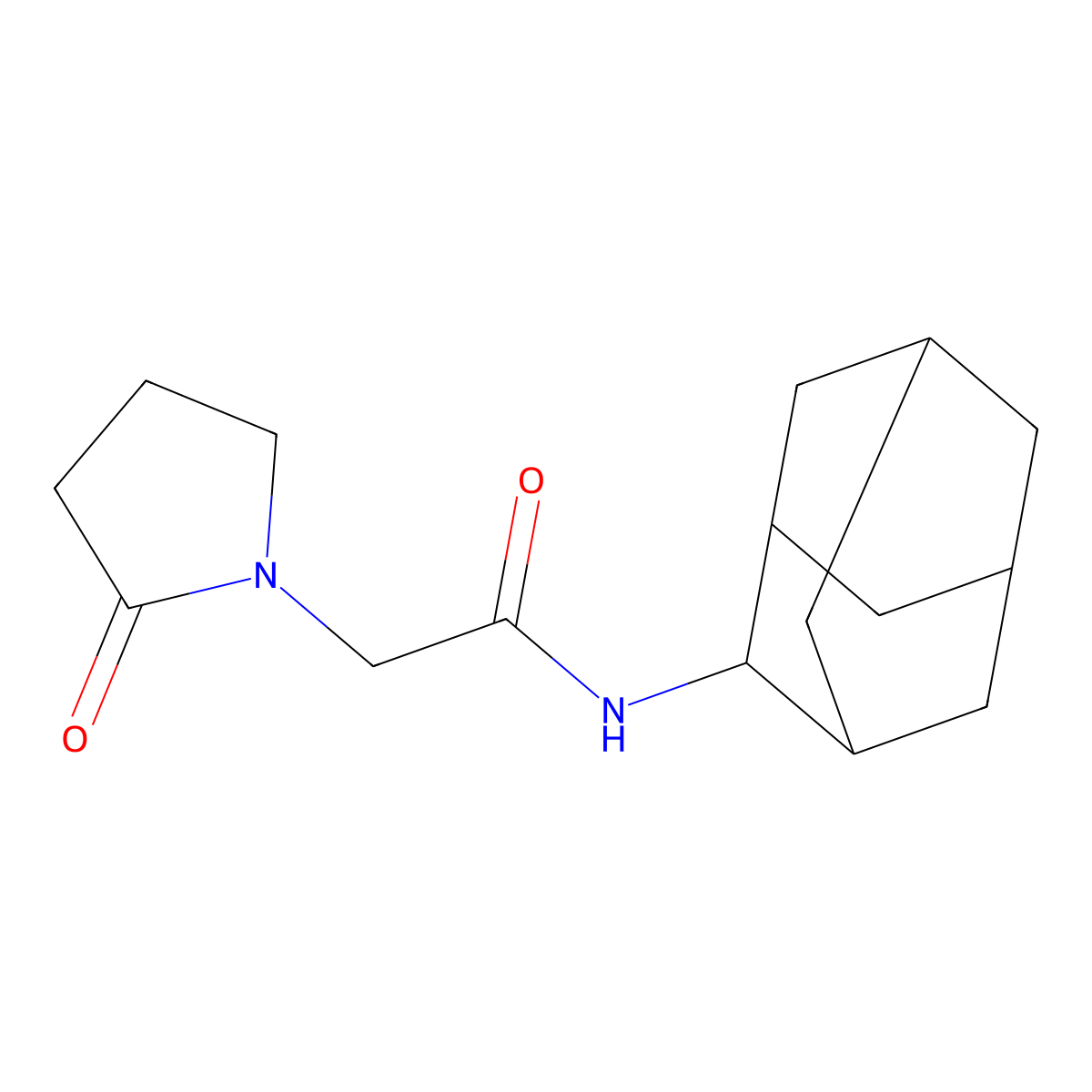 1-Pyrrolidineacetamide, 2-oxo-N-tricyclo(3.3.1.1(sup 3,7))dec-2-yl- molecular structure, CAS 127040-58-8